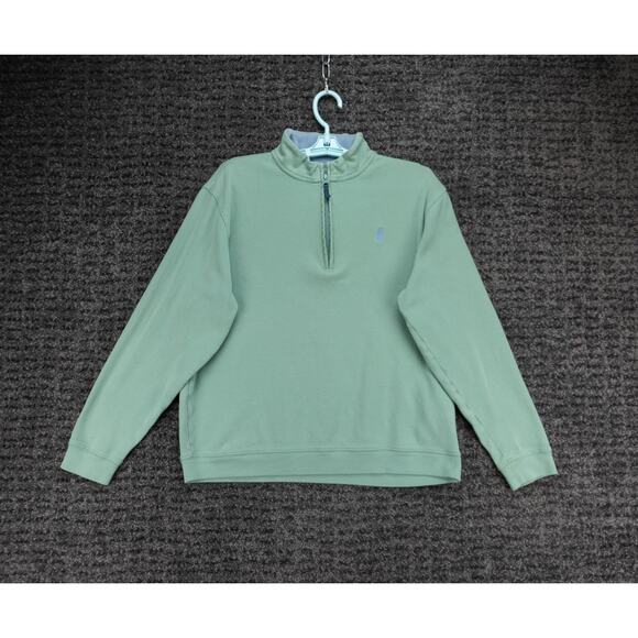 Johnnie O Sweater Mens Medium Green 1/4 Zip Cotton Pullover Casual Golf Preppy - Picture 1 of 9